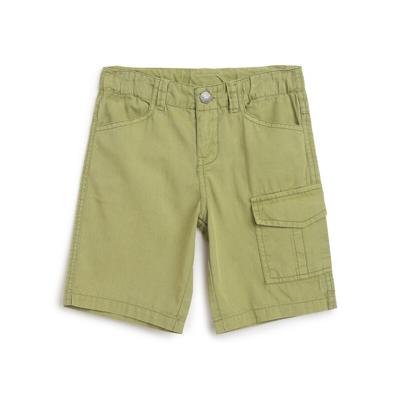 Boys Medium Green Solid Shorts image number 0